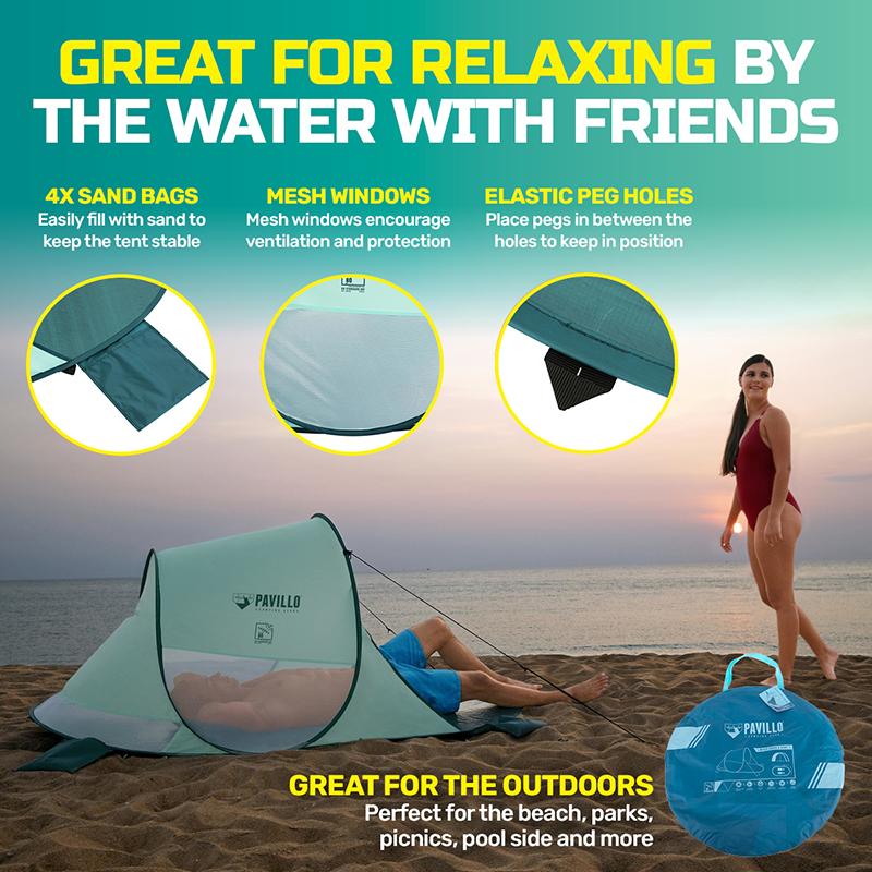 Outdoor Bestway Tent Beach Quick 2 person 2.00m x 1.20m x 90cm Aqua - Image 3
