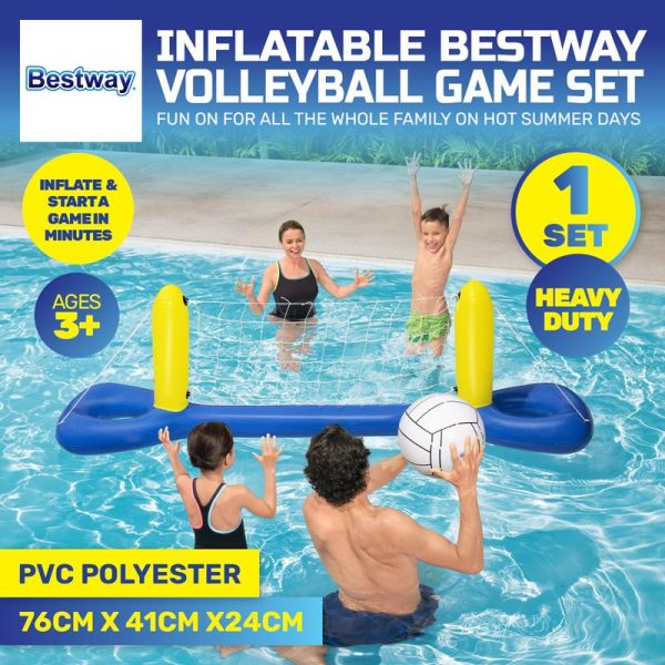 Game Set Volleyball Bestway Inflatable 2.44m x 64cm Yellow/Blue Includes: 1 x Volley Set & 1 x Ball