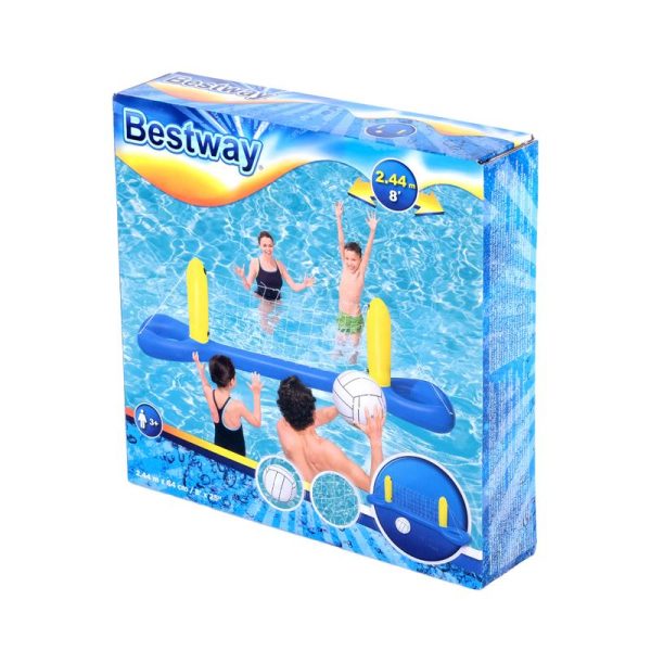 Game Set Volleyball Bestway Inflatable 2.44m x 64cm Yellow/Blue Includes: 1 x Volley Set & 1 x Ball
