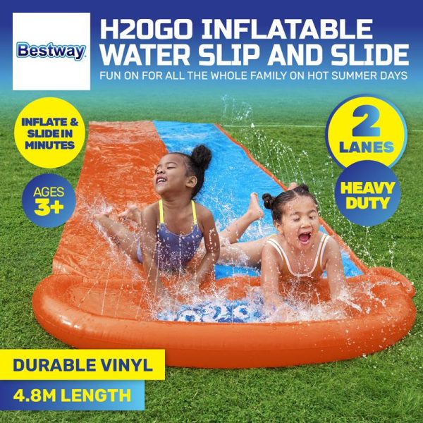 Water Slide Double Bestway Inflatable 4.88m x 138cm Blue/Orange