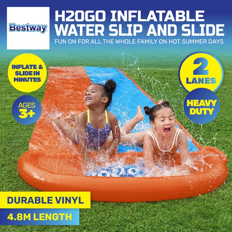 Water Slide Double Bestway Inflatable 4.88m x 138cm Blue/Orange