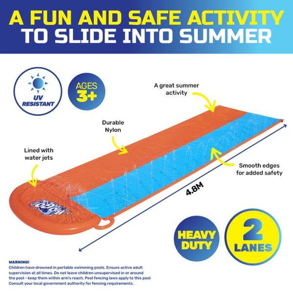 Water Slide Double Bestway Inflatable 4.88m x 138cm Blue/Orange