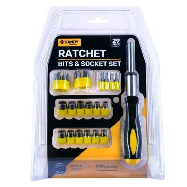 Screwdriver Ratchet Handle and Driver Bit Set 29pc (Includes Screwdriver, 16 bits, 12 sockets)