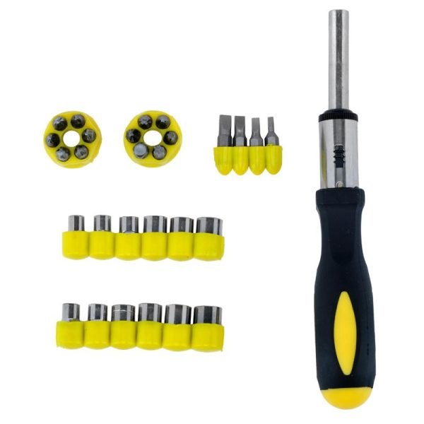 Screwdriver Ratchet Handle and Driver Bit Set 29pc (Includes Screwdriver, 16 bits, 12 sockets)