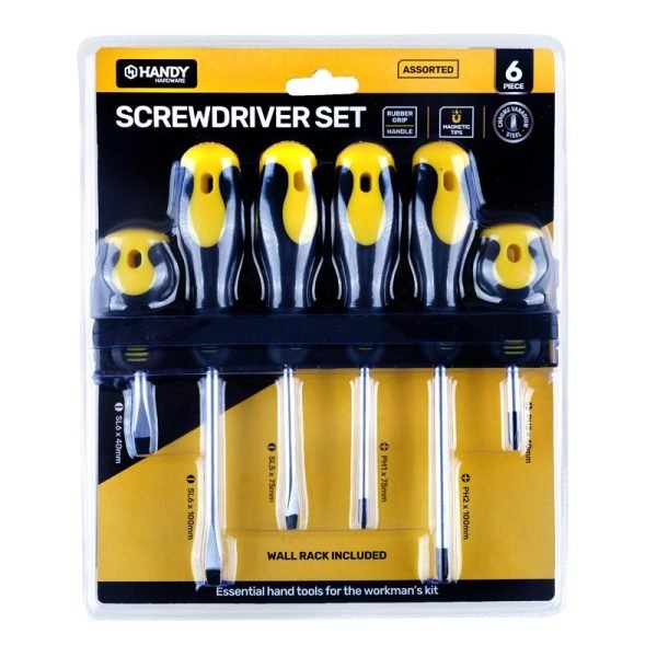 Screwdriver Set In Holder Premium 6pc (Includes 3 x Flat & 3 x Phillips Head)