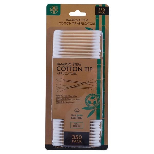 Cotton Tip Applicator with Bamboo Stem 350pk (Double Ended) 7.3cm