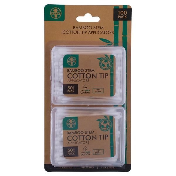 Cotton Tip Applicator with Bamboo Stem 2 x 50pc Packs (100pk)
