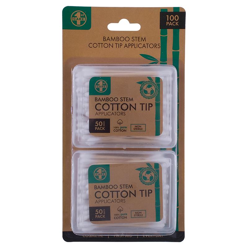 Cotton Tip Applicator with Bamboo Stem 2 x 50pc Packs (100pk)