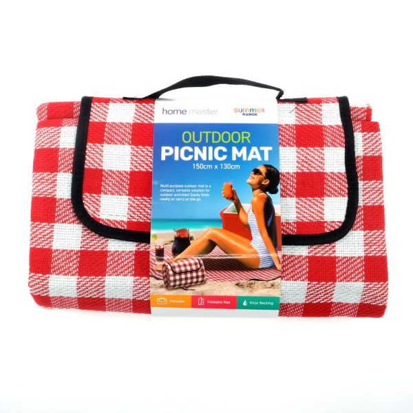 Mat Picnic Chequered 150 x 130cm Red & White