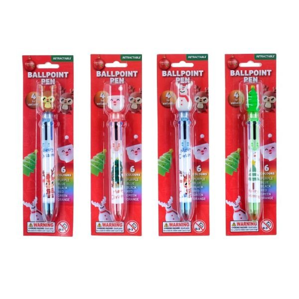 Ballpoint Pen 6-Colour Changing Christmas 4 Assorted Designs