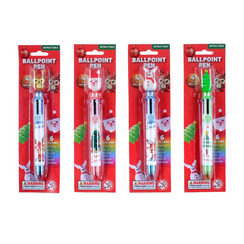 Ballpoint Pen 6-Colour Changing Christmas 4 Assorted Designs