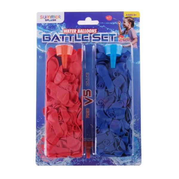 Water Balloon Battle Set 202pce Red & Blue Per Pack Includes: 2 x Water Fillers & 200pc Balloons