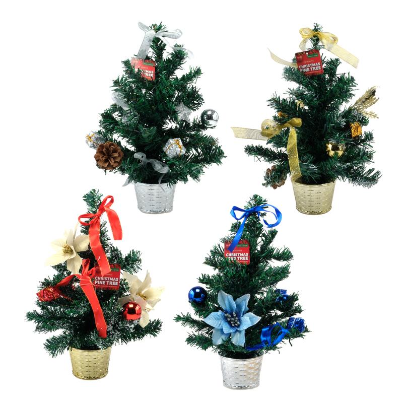 Christmas Tree Pine Pre-Decorated 20cm x 40cm 4 Assorted Colours