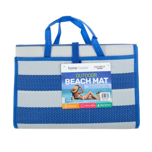 Mat Beach 150 x 200cm Navy Blue & White Stripe