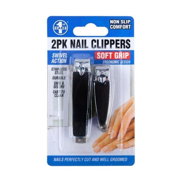 Nail Clippers Easy Grip Black 2pk