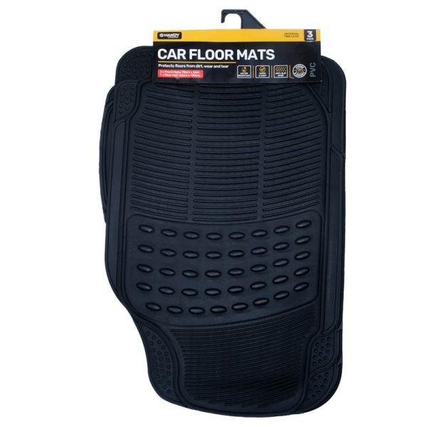 Car Floor Mat 3piece set Includes 2 Front Mat 70cm x 46cm and 1 Rear Mat 44cm x 130cm - Black