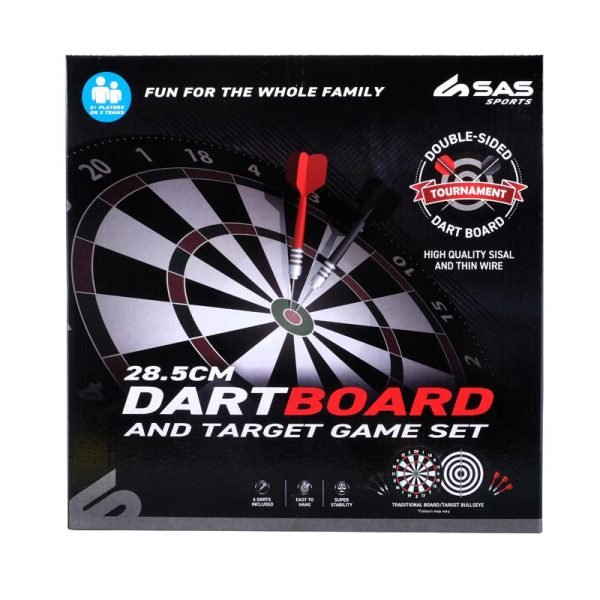 Double Sided Dart & Target Game Board Includes: Darts, Hanging Ring - 11