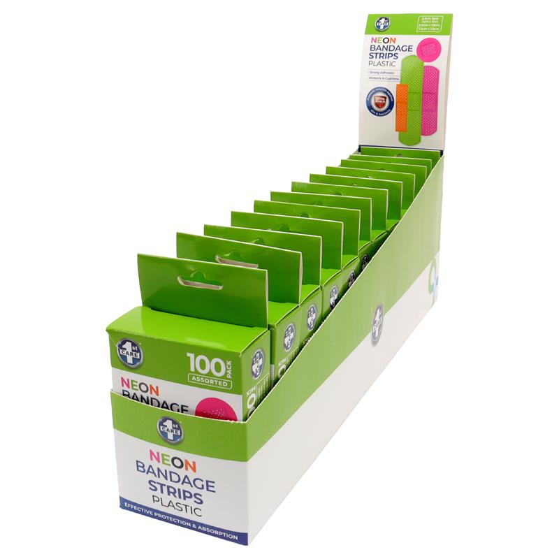 Bandage Strips Neon Assorted Sizes 100pk - Plastic (PE) - Image 2