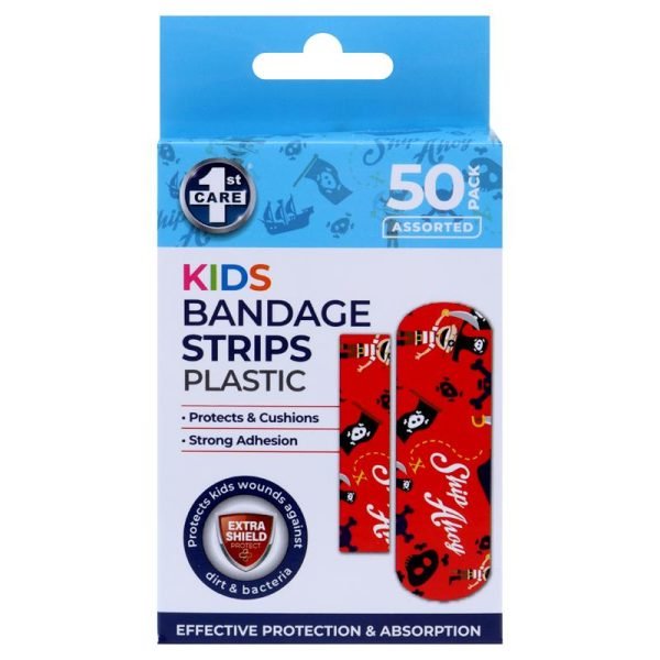Bandage Strips Kids Assorted Designs & Sizes 50pk - Plastic (PE)
