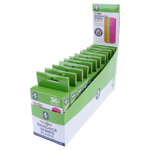Bandage Strips Neon 7.2cm x 1.9cm 36pk - Plastic (PE)