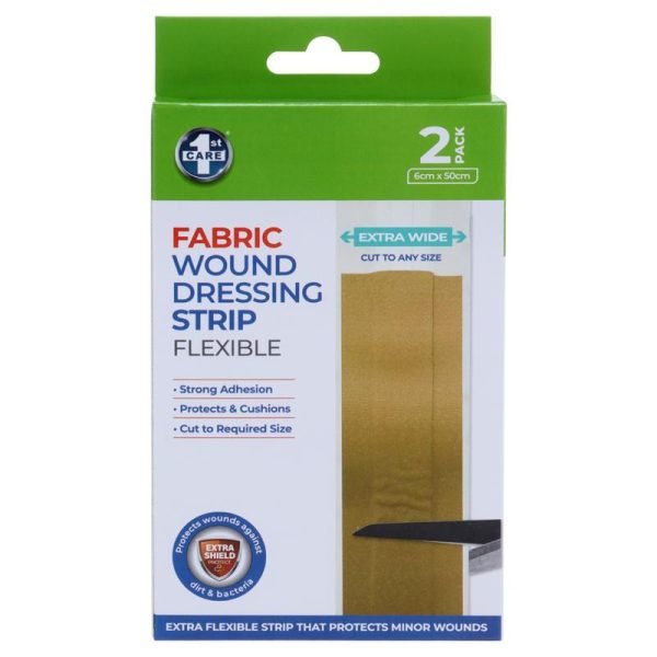 Bandage Dressing Strips with Adhesive 6cm x 50cm 2pk - Fabric