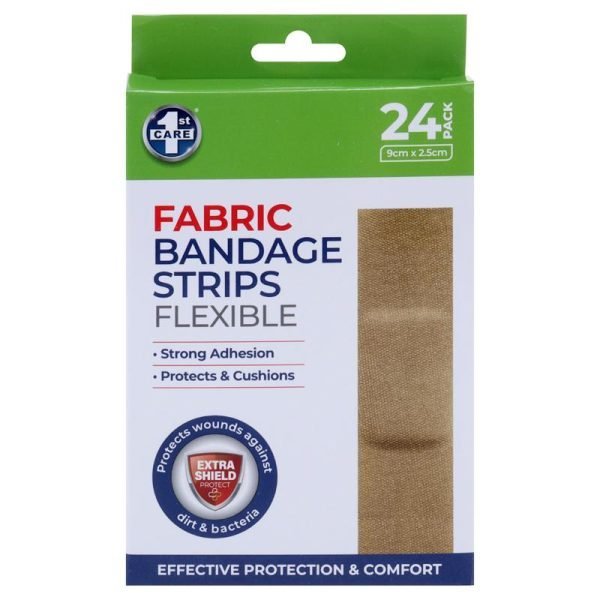 Bandage Strips 9cm x 2.5cm 24pk - 12x Fabric Packs & 12x Plastic (PE) Packs