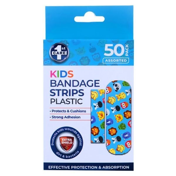 Bandage Strips Kids Animal Print 50pk - Plastic