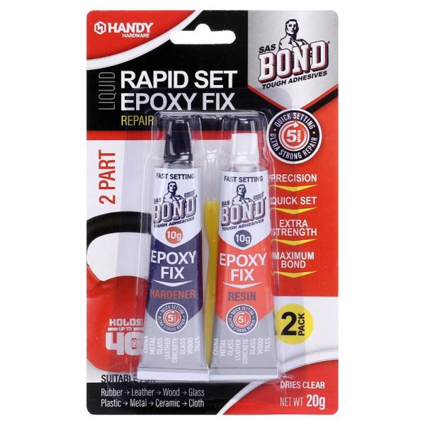 Glue Epoxy Fix Includes Hardener & Resin 2pk Tubes 10g each (Dries Clear)