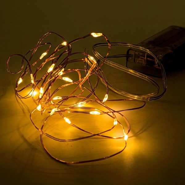 Fairy Lights Battery Operated 20 LED 2m Warm White 2 Function Copper Wire