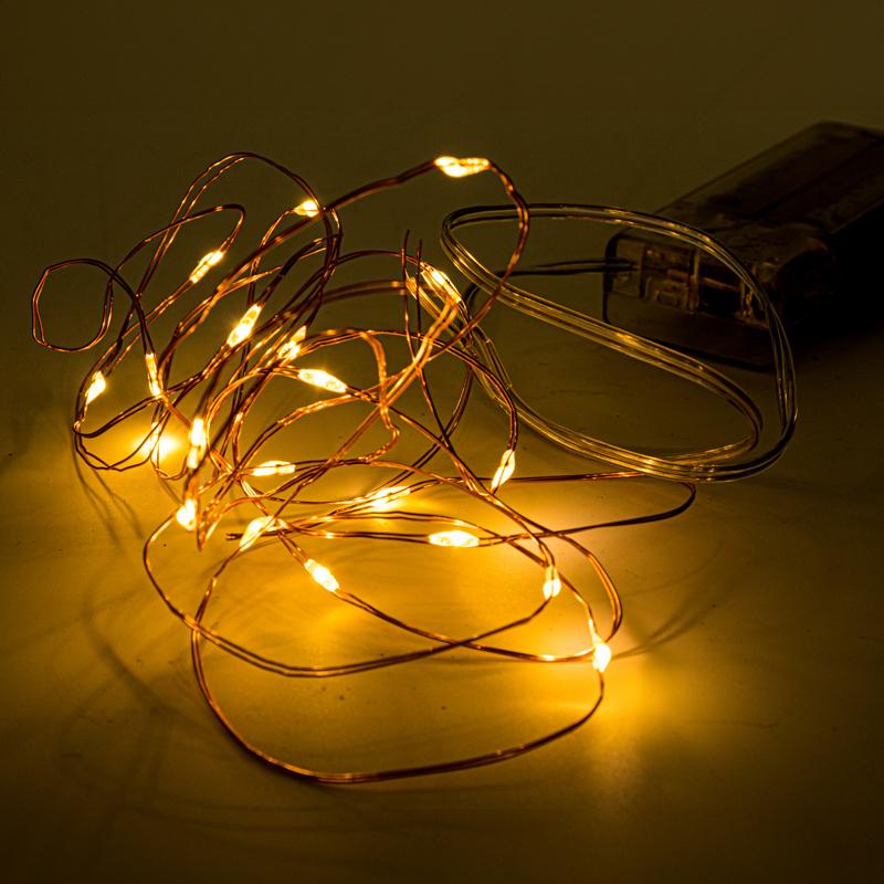 Fairy Lights Battery Operated 20 LED 2m Warm White 2 Function Copper Wire - Image 2