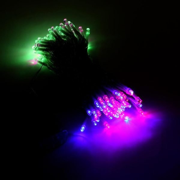 Fairy Lights Battery Operated 100 LED 10m Multi Colour Colour 2 Function Clear Wire