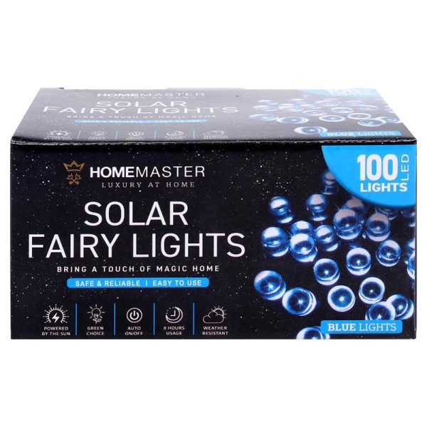 Fairy Light Solar 100LED 7.5m Total Length Blue 2 Functions