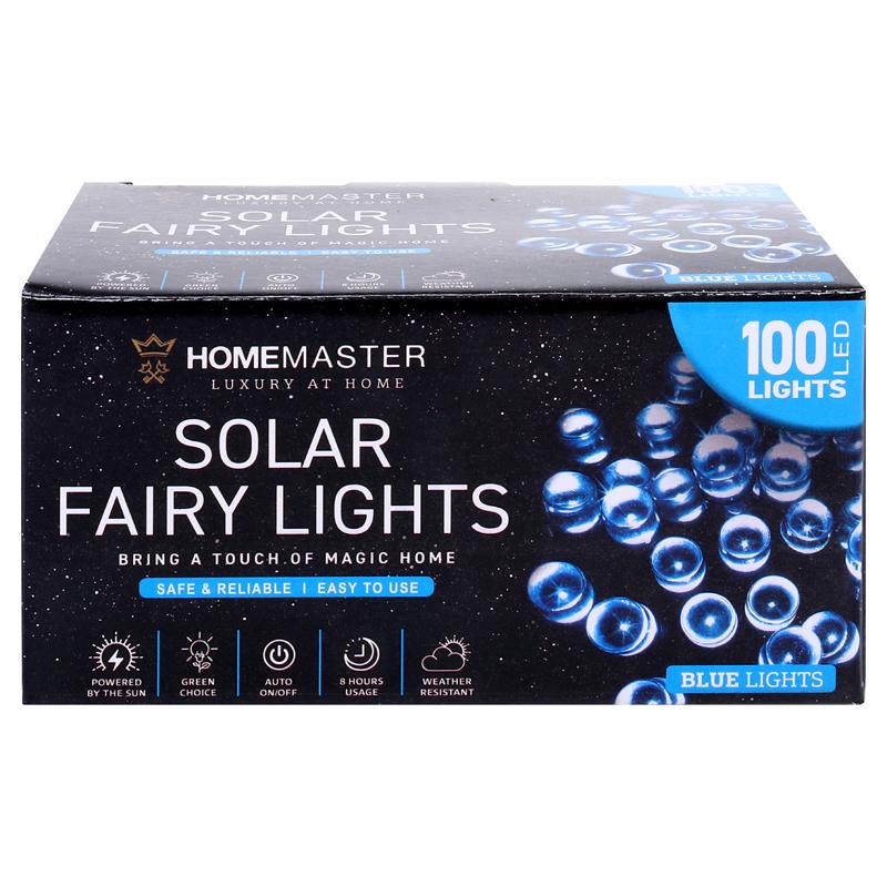 Fairy Light Solar 100LED 7.5m Total Length Blue 2 Functions