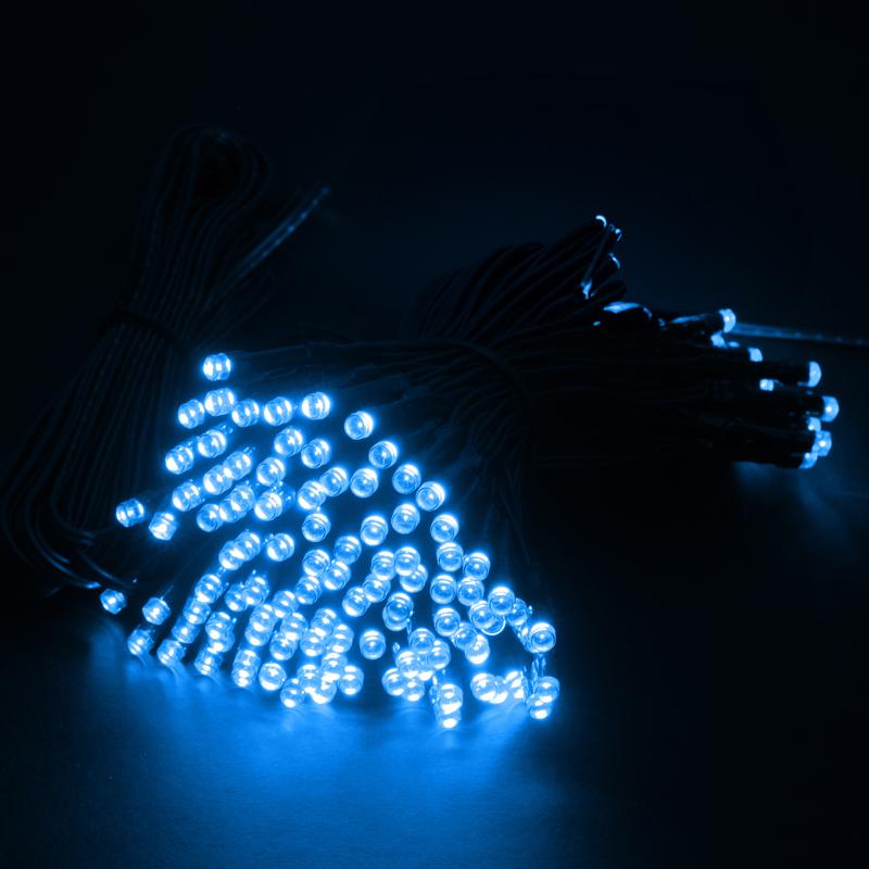 Fairy Light Solar 100LED 7.5m Total Length Blue 2 Functions - Image 2