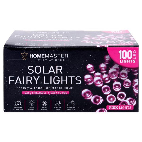 Fairy Light Solar 100LED 7.5m Total Length Pink 2 Functions