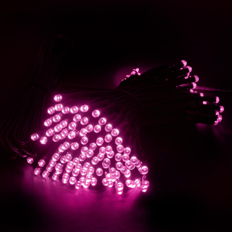Fairy Light Solar 100LED 7.5m Total Length Pink 2 Functions - Image 2