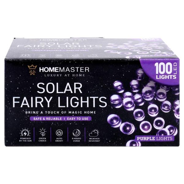 Fairy Light Solar 100LED 7.5m Total Length Purple 2 Functions
