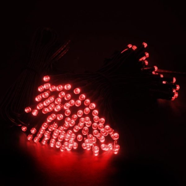 Fairy Light Solar 100LED 7.5m Total Length Red 2 Functions