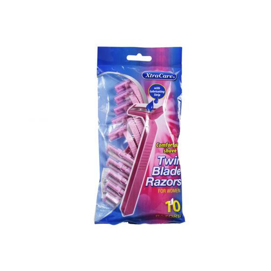 XtraCare Twin Blade Razors Pack of 10 (For Women) With Lubricating Strip