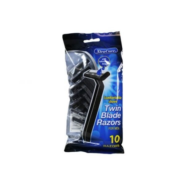 XtraCare Twin Blade Razors Pack of 10 (For Men) With Lubricating Strip