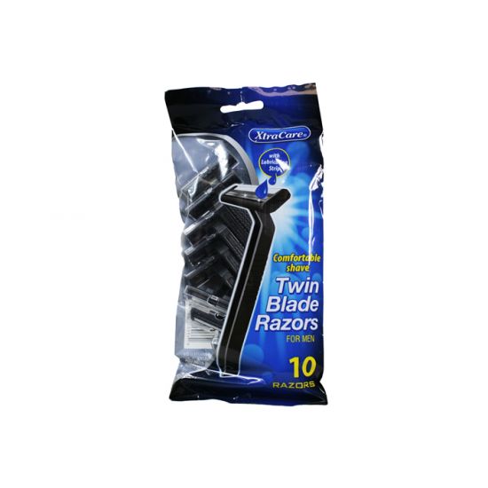 XtraCare Twin Blade Razors Pack of 10 (For Men) With Lubricating Strip