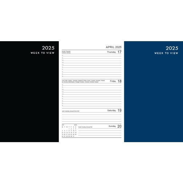 2025 A5 Week to View Diary