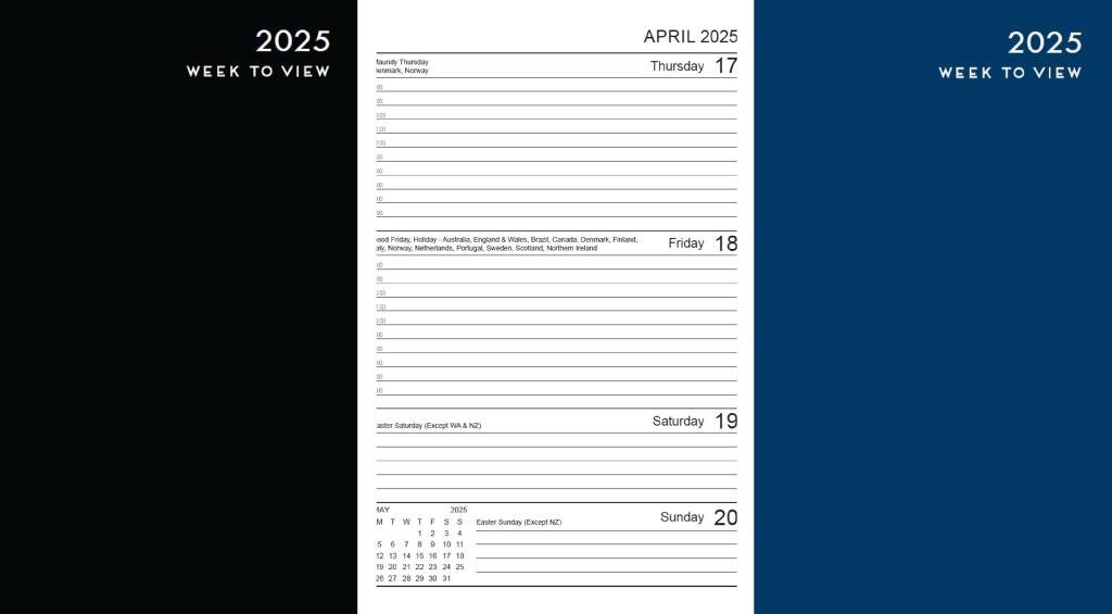 2025 A5 Week to View Diary