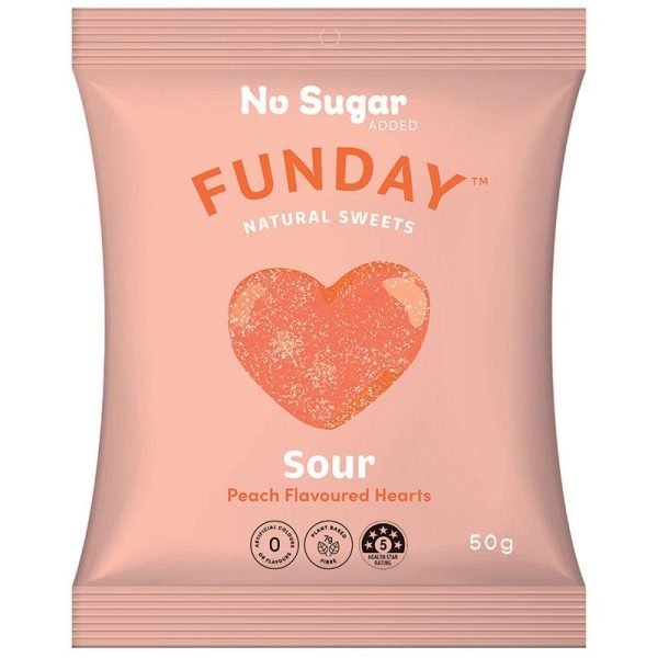 Funday Sour Peach Flavoured Gummy Hearts 50g