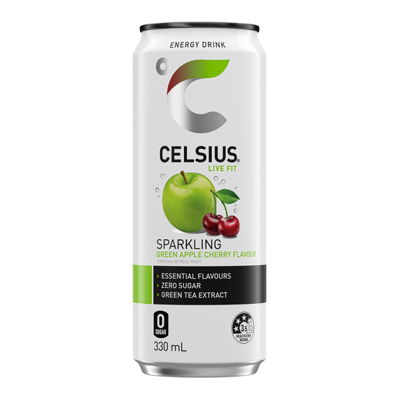 CELSIUS Sugar Free Energy Drink 330ml Green Apple Cherry