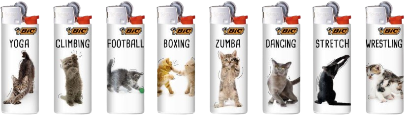 Bic Lighters Print - Sporting Cats