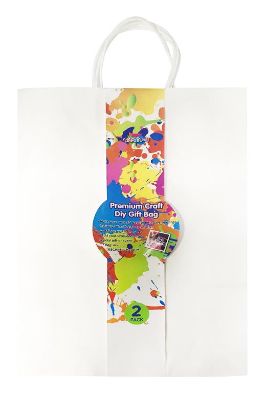 2PK White Craft DIY Gift Bag - 32CM x 45CM
