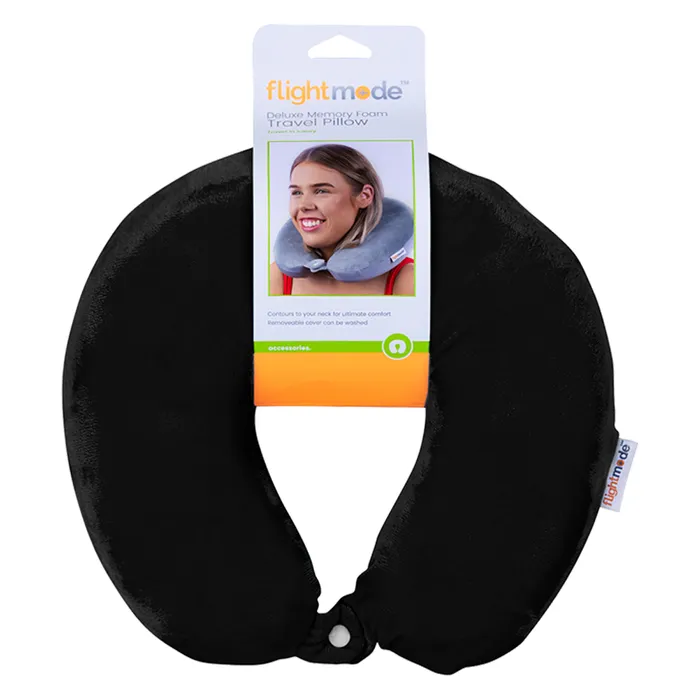 Memory Foam Travel Pillow With Clip (Black Or Grey) - Image 3