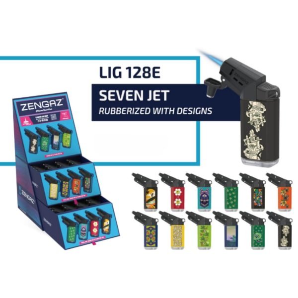 Zengaz Cube Display Seven Jet Printed Lighters E – Assorted Designs