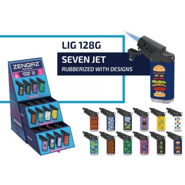 Zengaz Cube Display Seven Jet Printed Lighters G – Assorted Designs